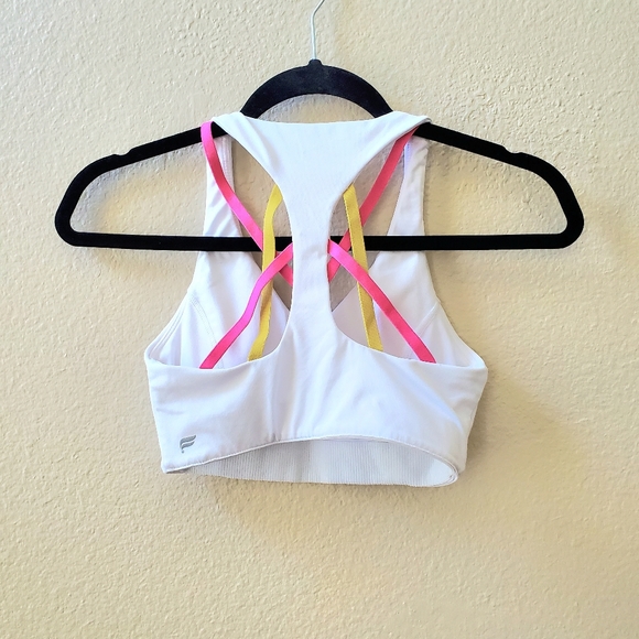🥳HP🥳Fabletics | Kessler High Impact Racerback Sports Bra White/Plush Pink XXS - Picture 3 of 14